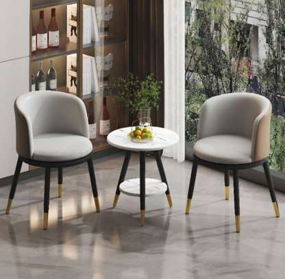 Ensemble table carrée + 2 chaises vert crème doré image 5