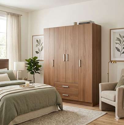 Armoire 4 portes bois naturel chêne clair moderne image 3