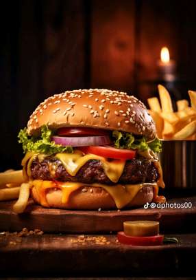 Un double cheese burger complet image 3
