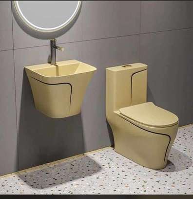 Toilette et lavabo gris anthracite éclairage LED image 2