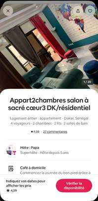 Appartements meublés Dakar sacré cœur 3( 2 chambres salon image 2