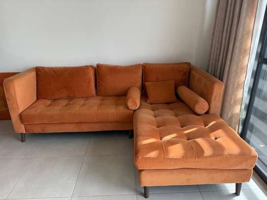 Salon canapé d’angle + fauteuil terracotta image 2