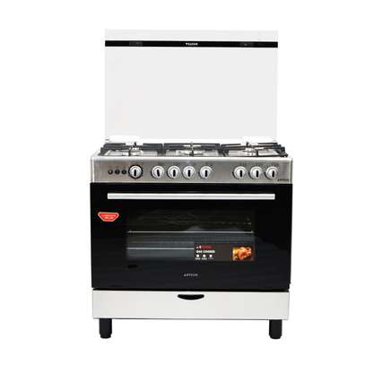 CUISINIERE 5FEUX ASTECH 90X60+FOUR A GAZ FULL OPTION GRIS image 2