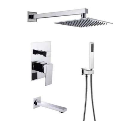 Ensemble douche pluie noir mat carré + douchette main image 13