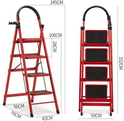 Escabeau pliable 4 marches rouge 160 cm stable image 3