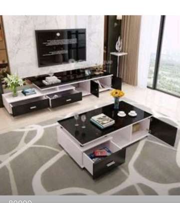 Ensemble meuble TV et table basse noir et blanc moderne image 8