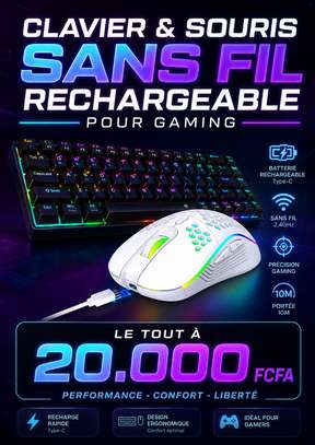 Gamer ( clavier rgb / souris )sans fil  avec tapis image 2