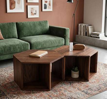 Table basse bois massif  avec rangement image 2