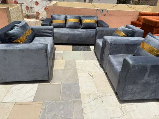 Ensemble canapé 3 places + 2 fauteuils velours gris image 2