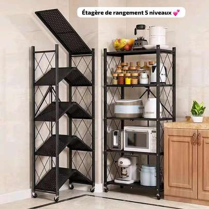 Étagère de rangement cuisine en fer 5 niveaux pliables image 3