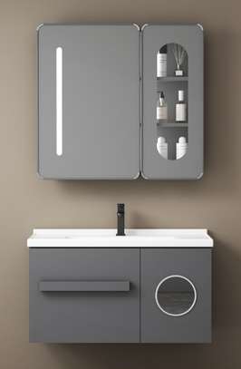 Meuble salle de bain miroir robinet noir image 2