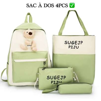 Ensemble sacs 4 pièces noir blanc avec peluche image 2