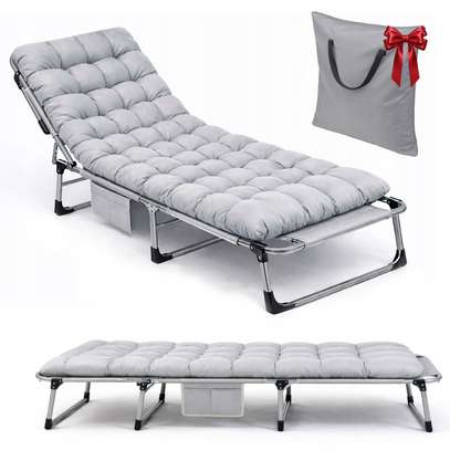 Chaise longue réglable avec coussin épais gris image 2