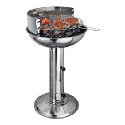 Barbecue charbon mobile avec étagères bois et roues image 11