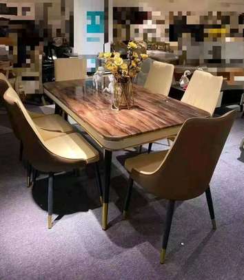 F6031 ensemble table 150cm + 6 chaises bois chromé image 5