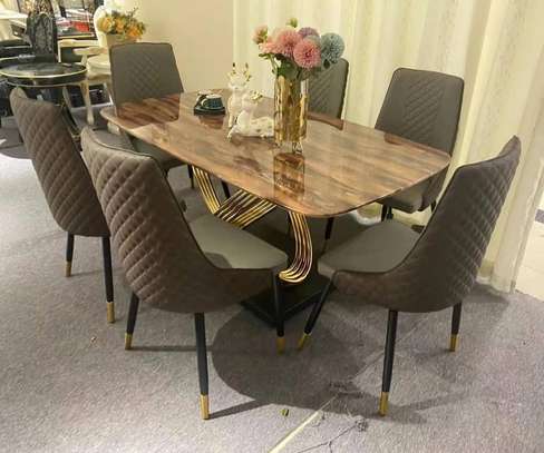 Table à manger 6 chaises effet marbre image 5