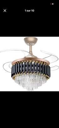 Ventilateur de plafond lustre en cristal rétractable. image 7