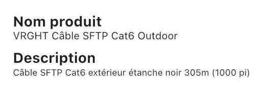 Câble sftp cat6 outdoor 305m 1000pi image 2