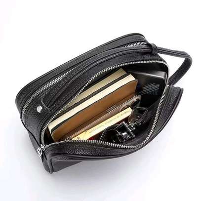 Sac de poignet en cuir véritable pour hommes image 5