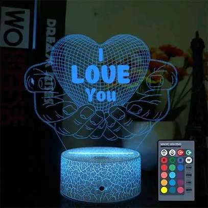 Lampe 3D cœur i love you multicolore télécommande image 3