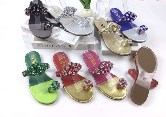 Sandales bijoux rouges femme mules plates confort image 5
