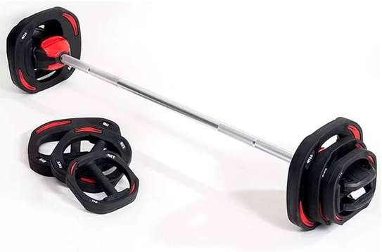 Barre musculation ajustable acier noir rouge 20kg image 2