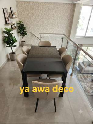 Table à mangé Beige rembourrées métal image 2