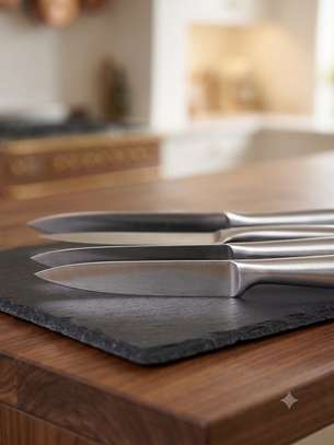 Set couteaux acier inox bloc bois naturel 5 pièces image 2