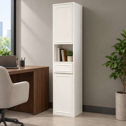 ARMOIRE DE RANGEMENT MURAL MARRON ET BLANC image 4