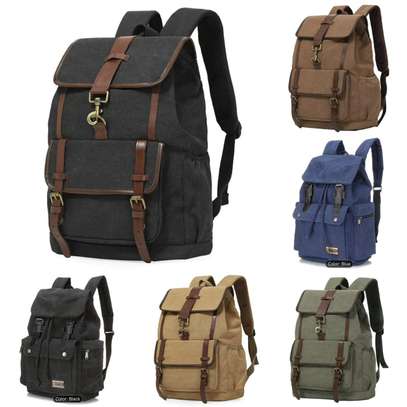 Sac à dos cuir multifonction Unisex noire image 10
