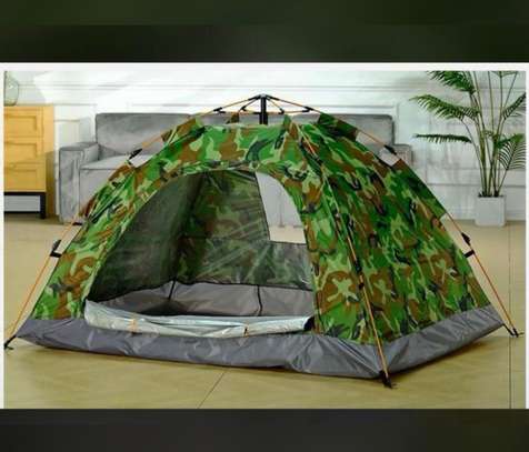 Tente camping 2 places dôme vert et orange imperméable image 2