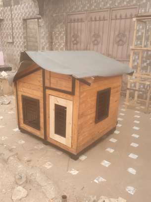 Niche Chien Bois Sapin - Grande Taille Toit Gris image 3