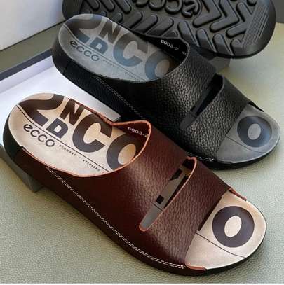 ECCO Mule Ouverte Cuir Noir et Marron Antidérapante image 3