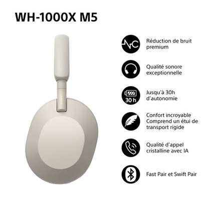 CASQUE SANS FIL SONY A REDUIRE DE BRUIT GRIS WH1000XM5 image 2