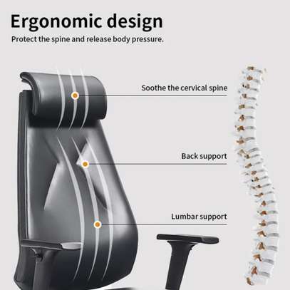 Chaise bureau ergonomique cuir noir dossier haut image 4