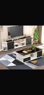 Ensemble meuble TV et table basse noir et blanc moderne image 7