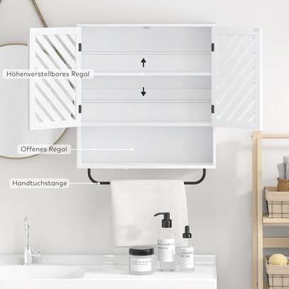 ARMOIRE DE RANGEMENT MURAL MARRON ET BLANC image 11