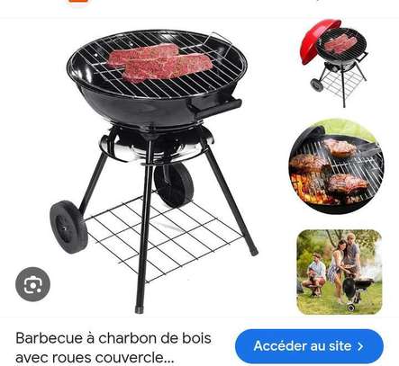 Barbecue à charbon de bois avec roue couvercle image 4