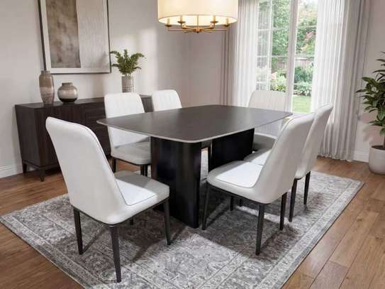 TABLE A MANGER 6 PLACES 160X90 BLANC GRIS A image 2