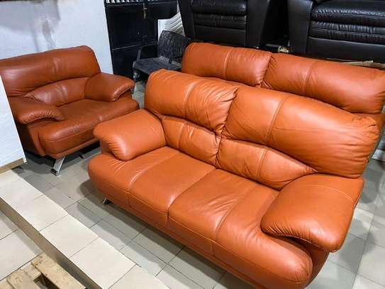 salon en cuir 6 places cognac pieds métalliques image 2