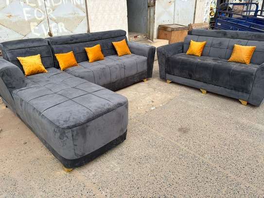 Canapé 9 places gris anthracite coussins jaunes image 3