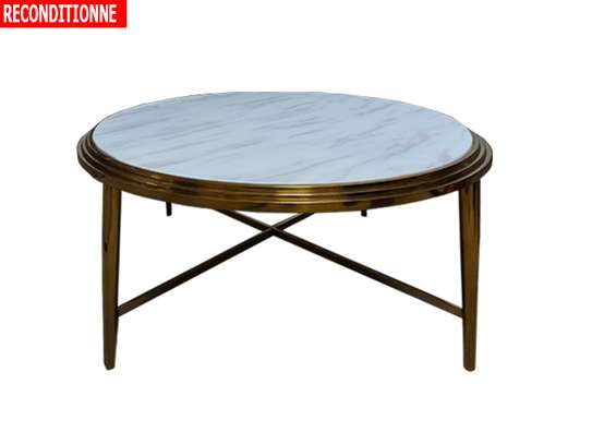TABLE BASSE REF TD-5 90X90X45 MARBRE DOREE RECONDITIONNEE image 2
