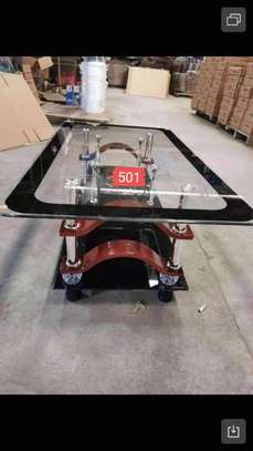 Table basse  verre trempé bois avec roulettes image 3