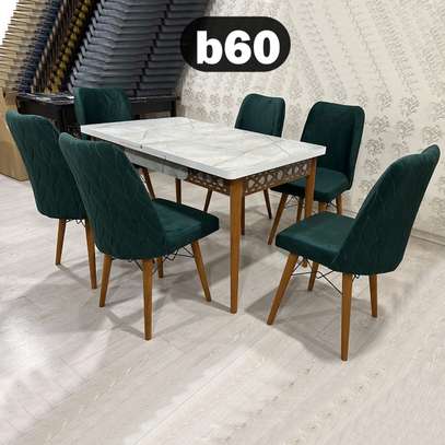 TABLE A MANGER 6PLACES EXTENSIBLE BOIS BLANC VERT B60 image 1