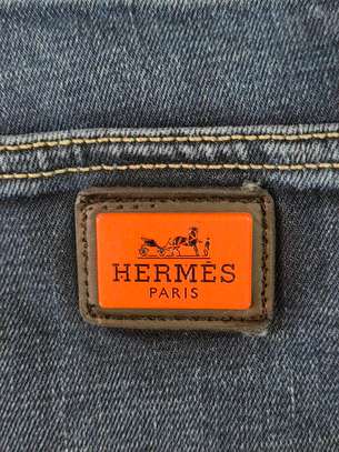 Hermes jean denim bleu coupe droite confortable image 2