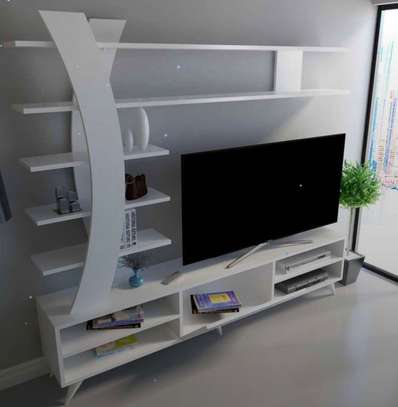 Meuble TV Duru blanc design moderne avec rangements image 2