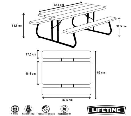 Table avec banc intégré pliant LIFETIME pour enfant image 2