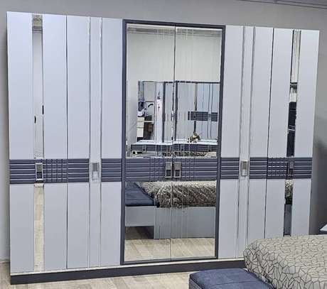 CHAMBRE A COUCHER ARMOIRE 6BATTANTS 6PIECES GRIS EFTELYA image 4