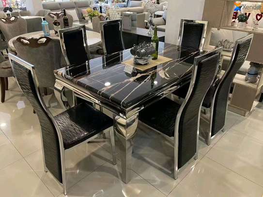 F6031 ensemble table 150cm + 6 chaises bois chromé image 11