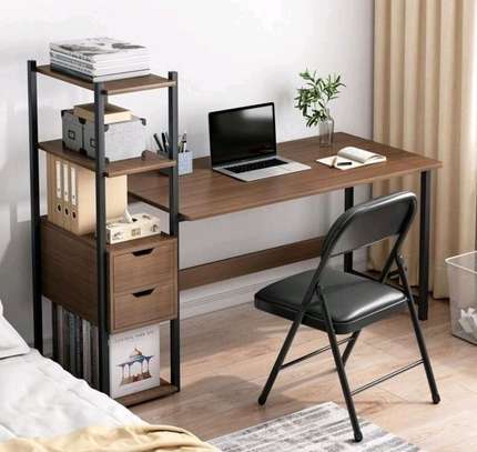 Bureau bois naturel 120x60 cm avec rangements métal image 2